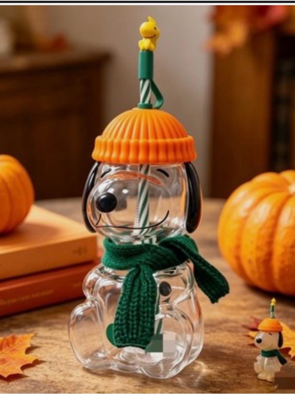 Starbucks 2026 Snoopy-Inspired Drink Bottle with Orange Hat and Green Scarf NEW